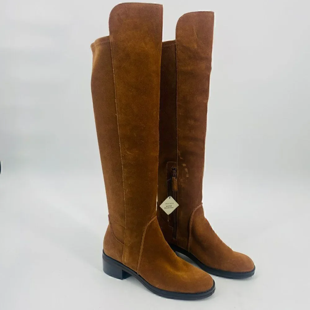 Cole Haan Size 5B Tan Water Resistant Suede Calgary Over the Knee Boots
